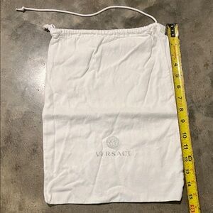 Authentic Versace White Logo Drawstring Pouch